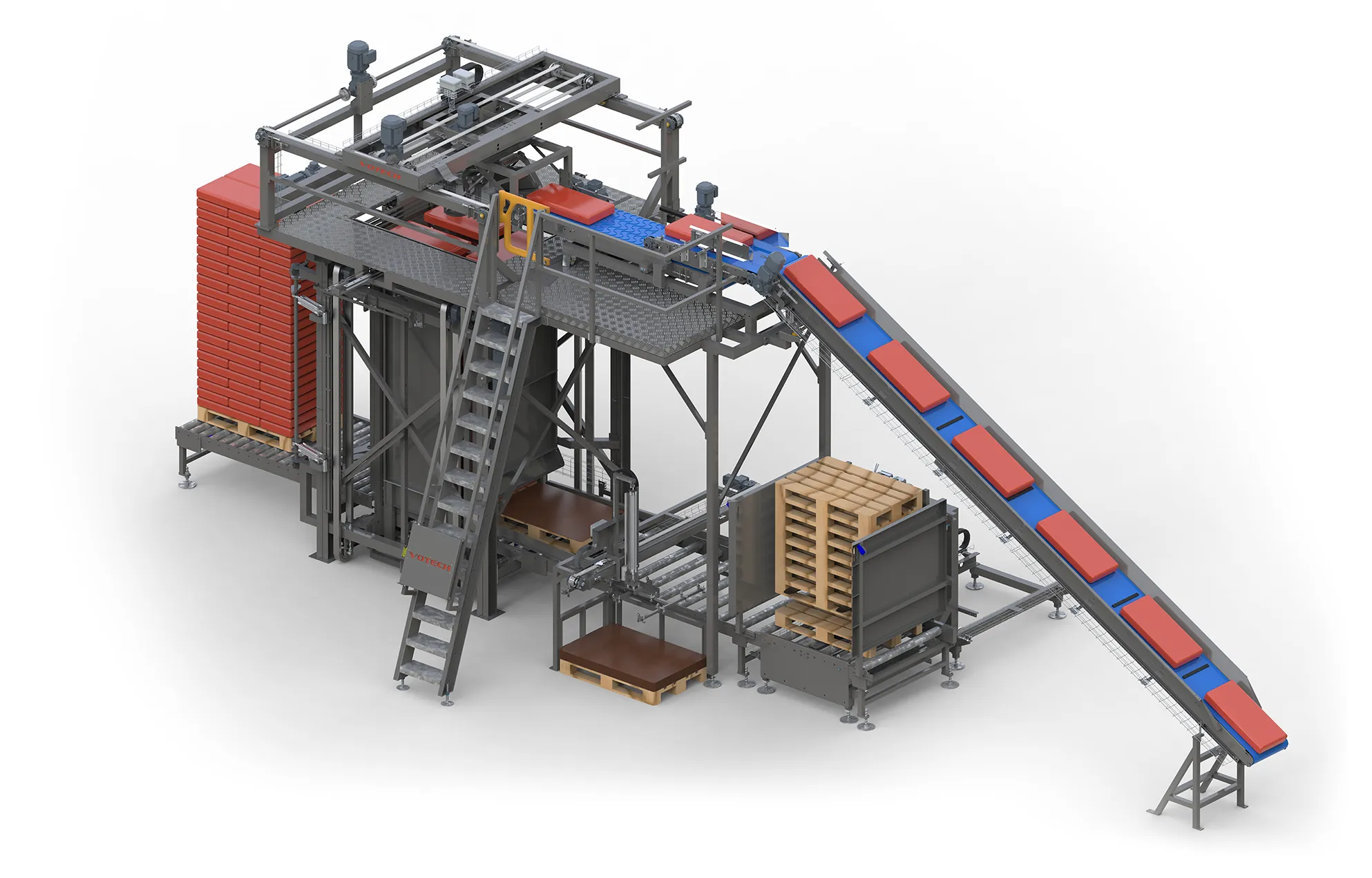 Votech palletizer VPB for open mouth bags, tubular bags, valve bags, net bags and more